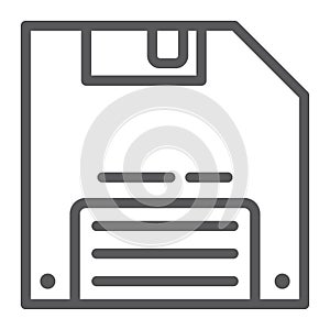 Save game line icon, data and disk, diskette sign, vector graphics, a linear pattern on a white background.