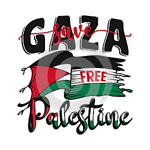 Save Gaza free Palestine, Typography motivational quotes