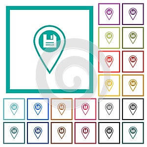 Save GPS location flat color icons with quadrant frames