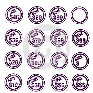 Save $ grunge stamp set