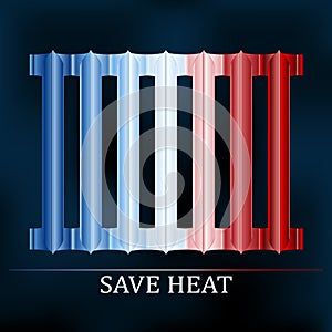 Save heat colored radiator illustration