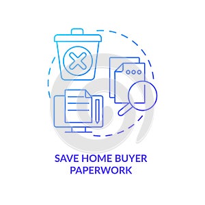 Save home buyer paperwork blue gradient concept icon