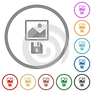 Save image to floppy disk flat icons with outlines