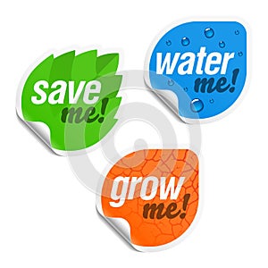 Save me, water me and grow me stickers
