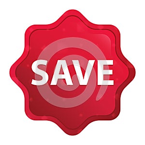 Save misty rose red starburst sticker button