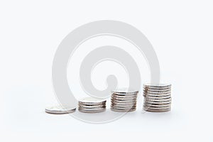 Save money and account banking for finance concept. Business growth. concept finance and accounting. Stacked coins. Stack of money