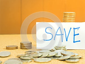 Save money concept preset money coin stack growing business photo