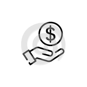 Save money icon, salary money, invest finance, hand holding dollar icon vector illustration logo template photo