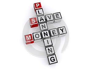 Save money planning word blocks