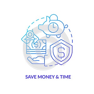 Save money and time blue gradient concept icon