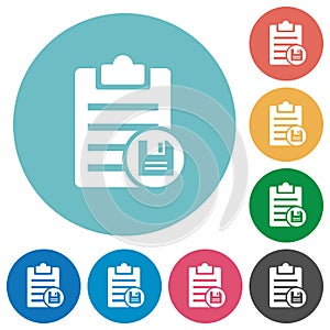Save note flat round icons