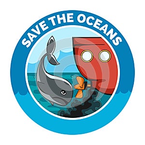 Save the Oceans Cartoon Emblem