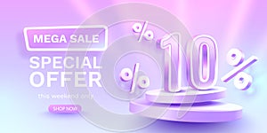 Save offer, 10 off sale banner. Sign board promotion. Vector illustration