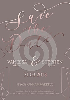 Save our date wedding invitation design. Elegance template for e