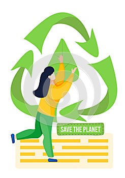 Save the planet concept. Environmentally friendly products, recycling. Waste-free production