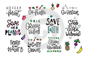 Save the Planet Earth vegan print quote lettering