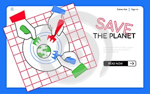 Save the planet - modern flat design style web banner photo