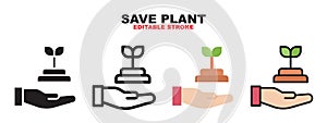 Save Plant icon set with different styles