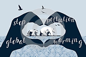 Save Polar Bears concept, global warming