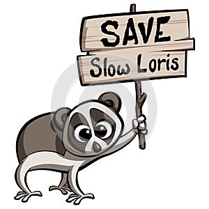 Save Slow Loris cartoon animal