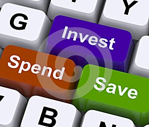 Save Spend Invest Keys Show Financial Choices