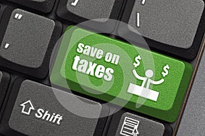 Save on taxes key on keyboard