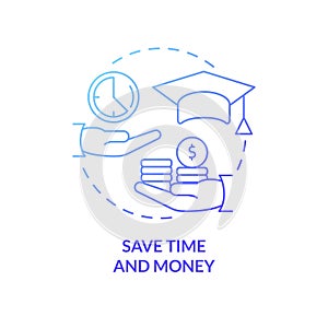 Save time and money blue gradient concept icon