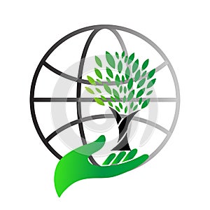 Save tree and growing eco friendly vector icon