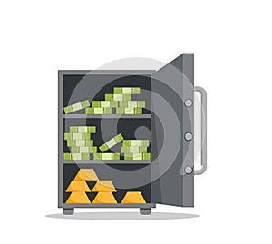 Save vault box full of money vector illustration