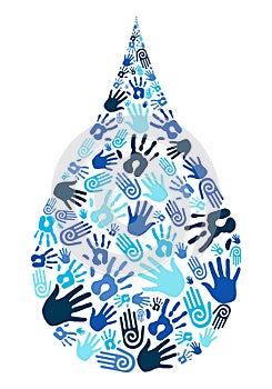 Save water diversity hand shape