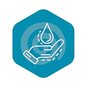 Save water drop icon, outline style