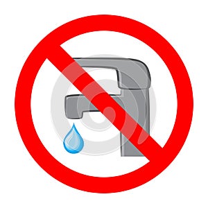 Save water sign faucet icon.
