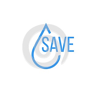 Save water Vector Concept Ecology Saving Logo design. Stock Vector illustration isolated on white background