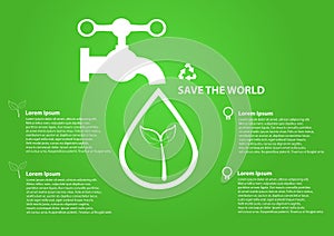 Save world icon water drops with faucet