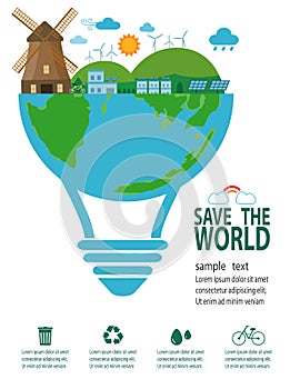 Save the world infographic, save planet, Earth Day,recycling, Eco friendly, ecology concept, isolated on white background vector