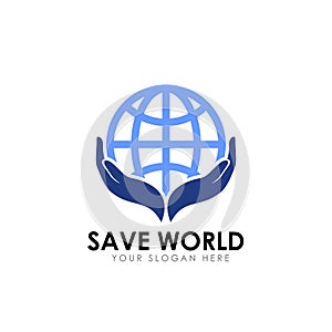 Save world logo design. earth care logo design template