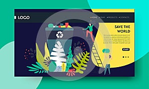 Save world recycling garbage web page template