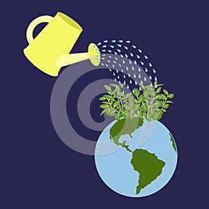 Save the world save the environment with watering can