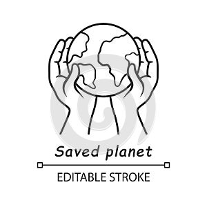 Saved planet linear icon