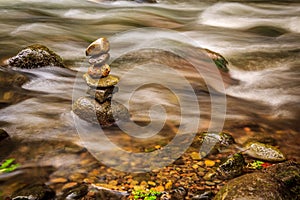 Savegre River whit stones in zen position. Costa Rica