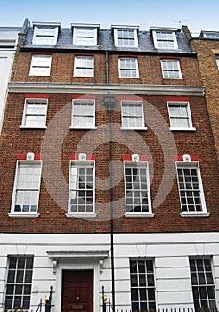 Savile Row street, the palace where the Beatles play the rooftop concert, on January 30st, 1969