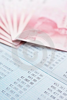 Saving account passbook and new Taiwan dollars