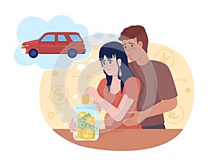 Saving for car 2D vector isolated illustration