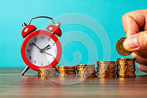 Saving with clock,table of coins