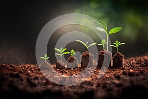 Saving concept by growing plants on coin isolated landscape background.