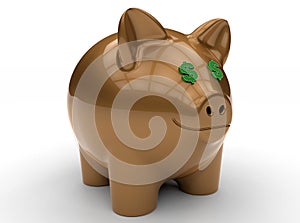 Saving dollars - piggy bank