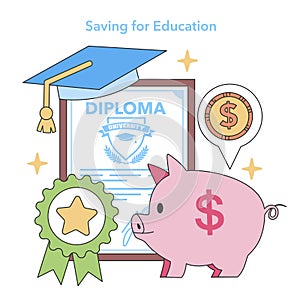 Saving for Education concept. Flat vector illustration.