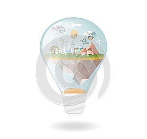 Saving energy lamp bulb polygon