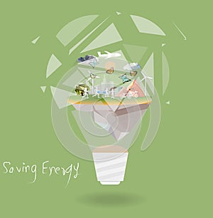 Saving energy lamp bulb polygon