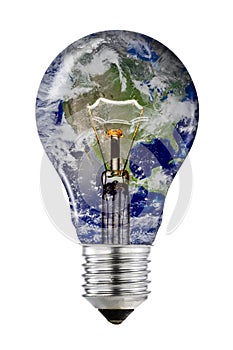 Saving Energy - Lightbulb with NASA Image